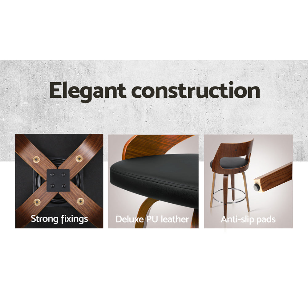 Artiss 2x Bar Stools Swivel Leather Chair 65cm Chez Guru