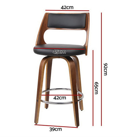 Artiss 4x Bar Stools Swivel Leather Chair 65cm Chez Guru