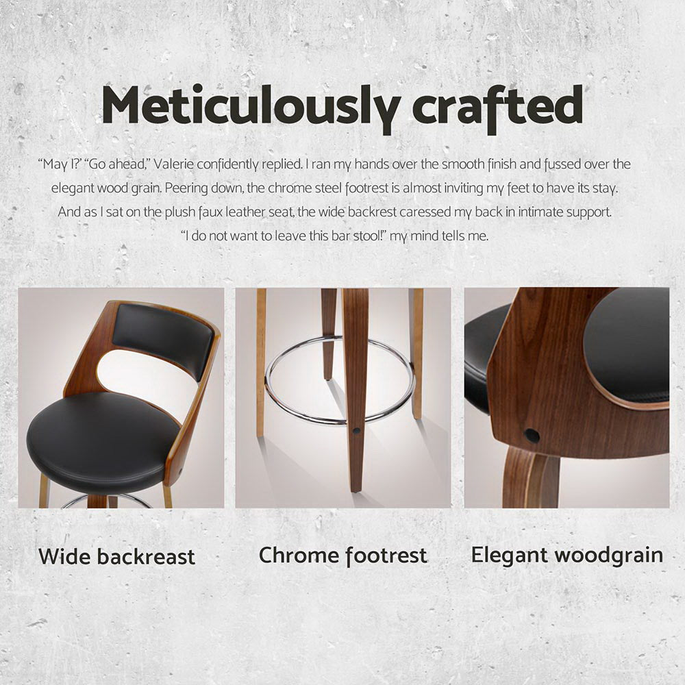 Artiss 4x Bar Stools Swivel Leather Chair 65cm Chez Guru