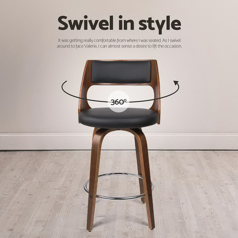Artiss 4x Bar Stools Swivel Leather Chair 65cm Chez Guru