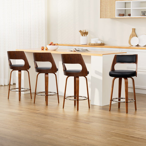 Artiss 4x Bar Stools Swivel Leather Chair 65cm Chez Guru