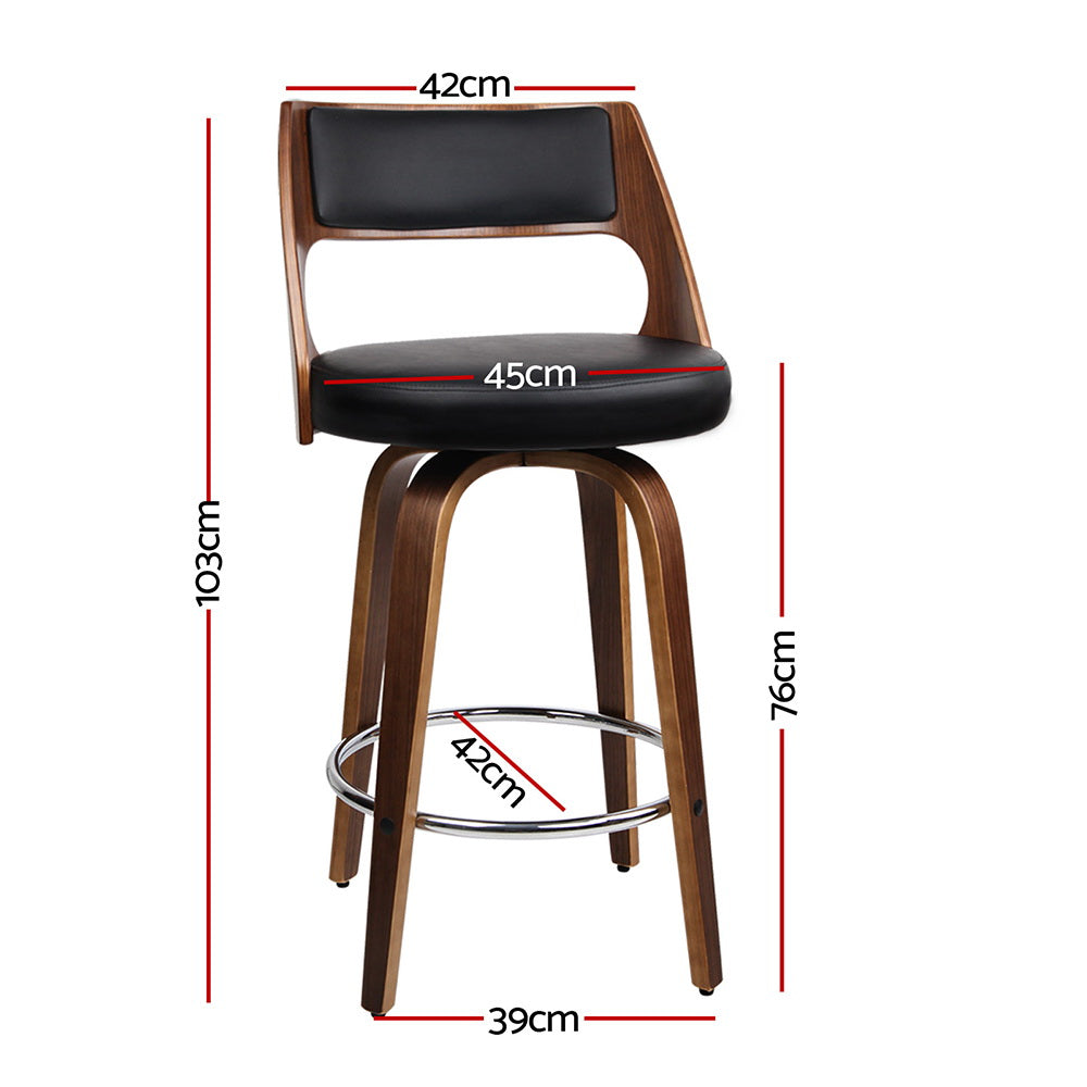 Artiss 2x Bar Stools Swivel Leather Chair 76cm Chez Guru
