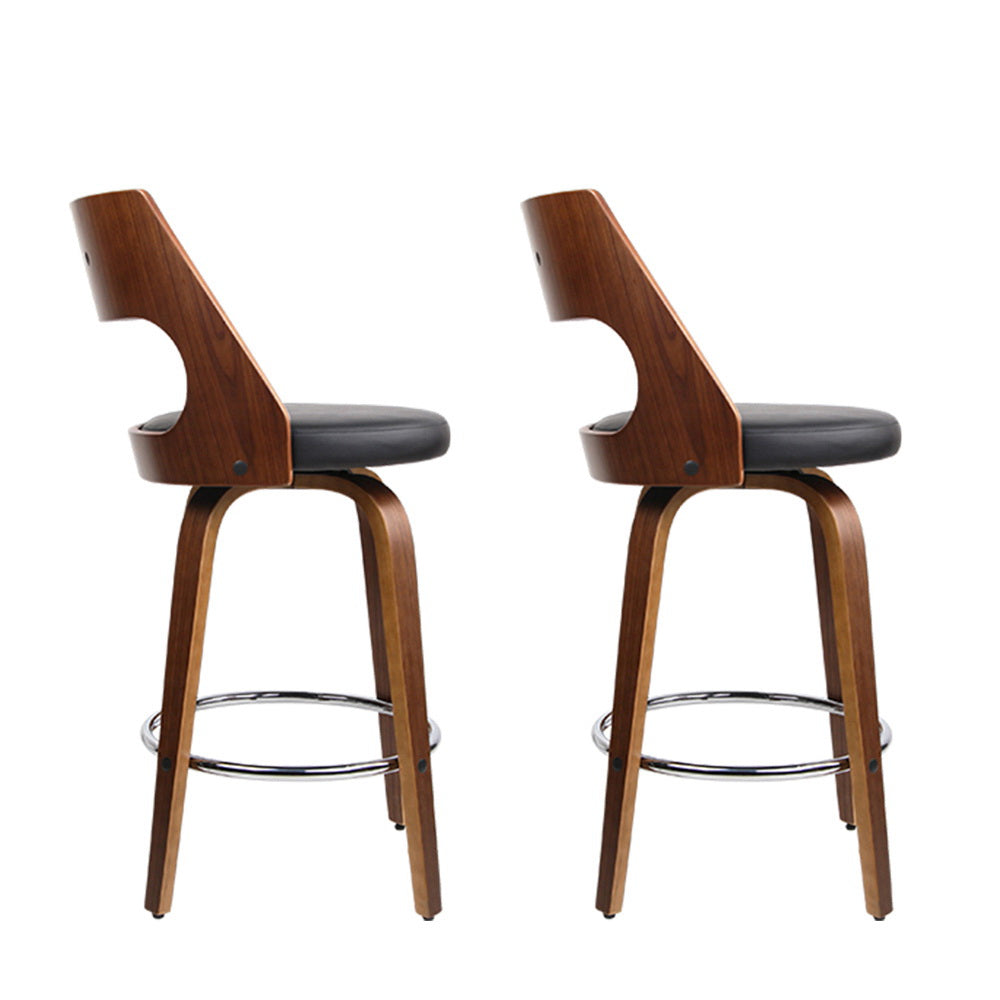 Artiss 2x Bar Stools Swivel Leather Chair 76cm Chez Guru