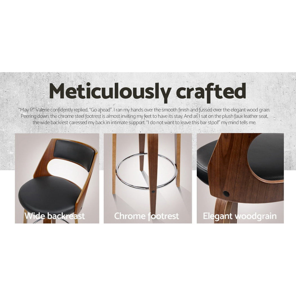 Artiss 2x Bar Stools Swivel Leather Chair 76cm Chez Guru