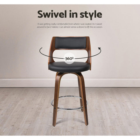 Artiss 2x Bar Stools Swivel Leather Chair 76cm Chez Guru
