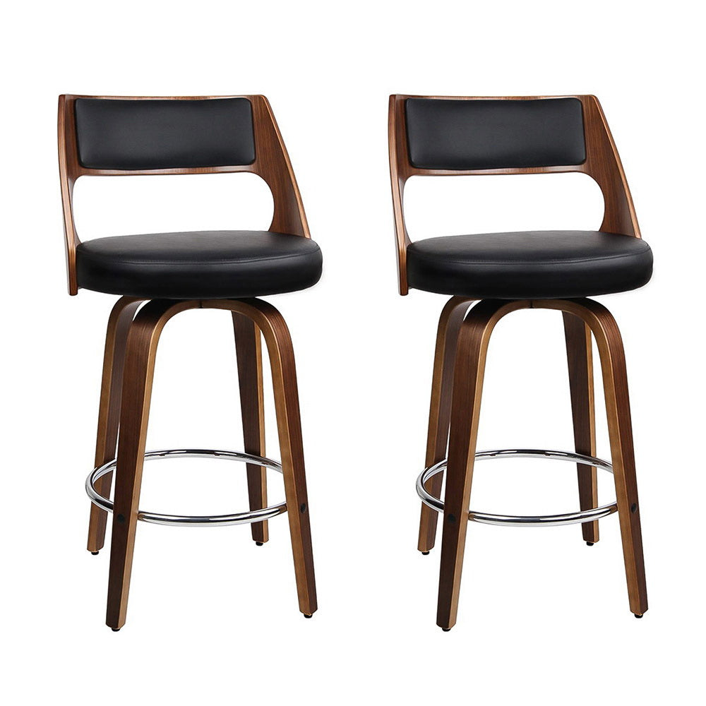 Artiss 2x Bar Stools Swivel Leather Chair 76cm Chez Guru