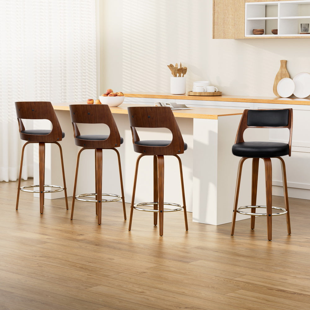 Artiss 4x Bar Stools Swivel Leather Chair 76cm Chez Guru
