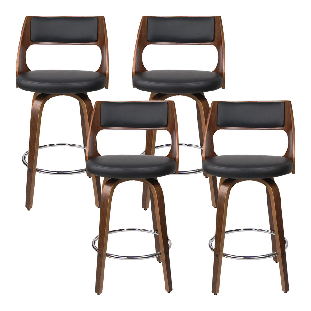 Artiss 4x Bar Stools Swivel Leather Chair 76cm Chez Guru