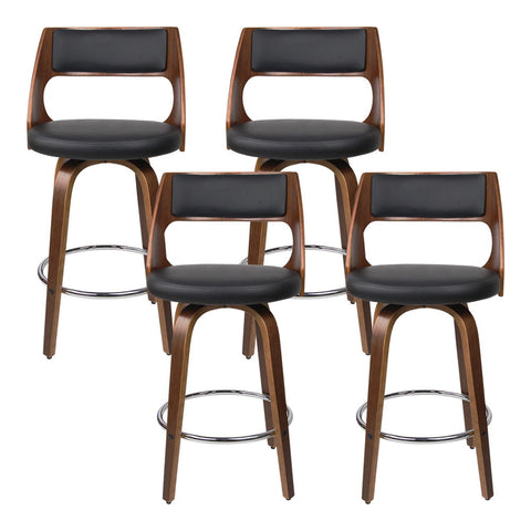 Artiss 4x Bar Stools Swivel Leather Chair 76cm Chez Guru