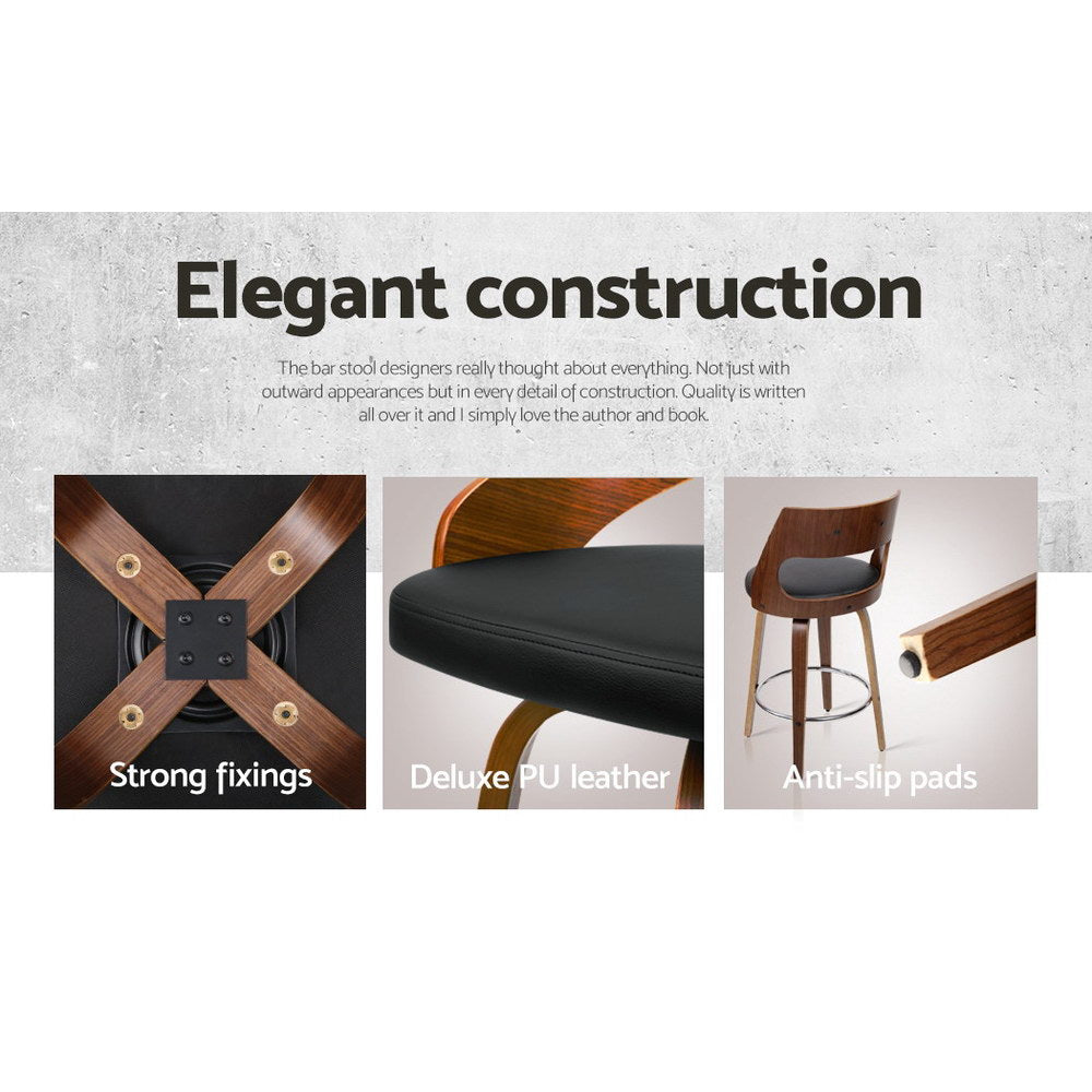 Artiss 4x Bar Stools Swivel Leather Chair 76cm Chez Guru