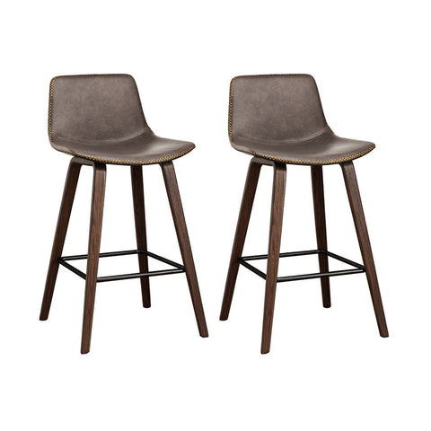 Artiss Bar Stools Kitchen Counter Barstools Leather Wooden Chairs x2 Chez Guru