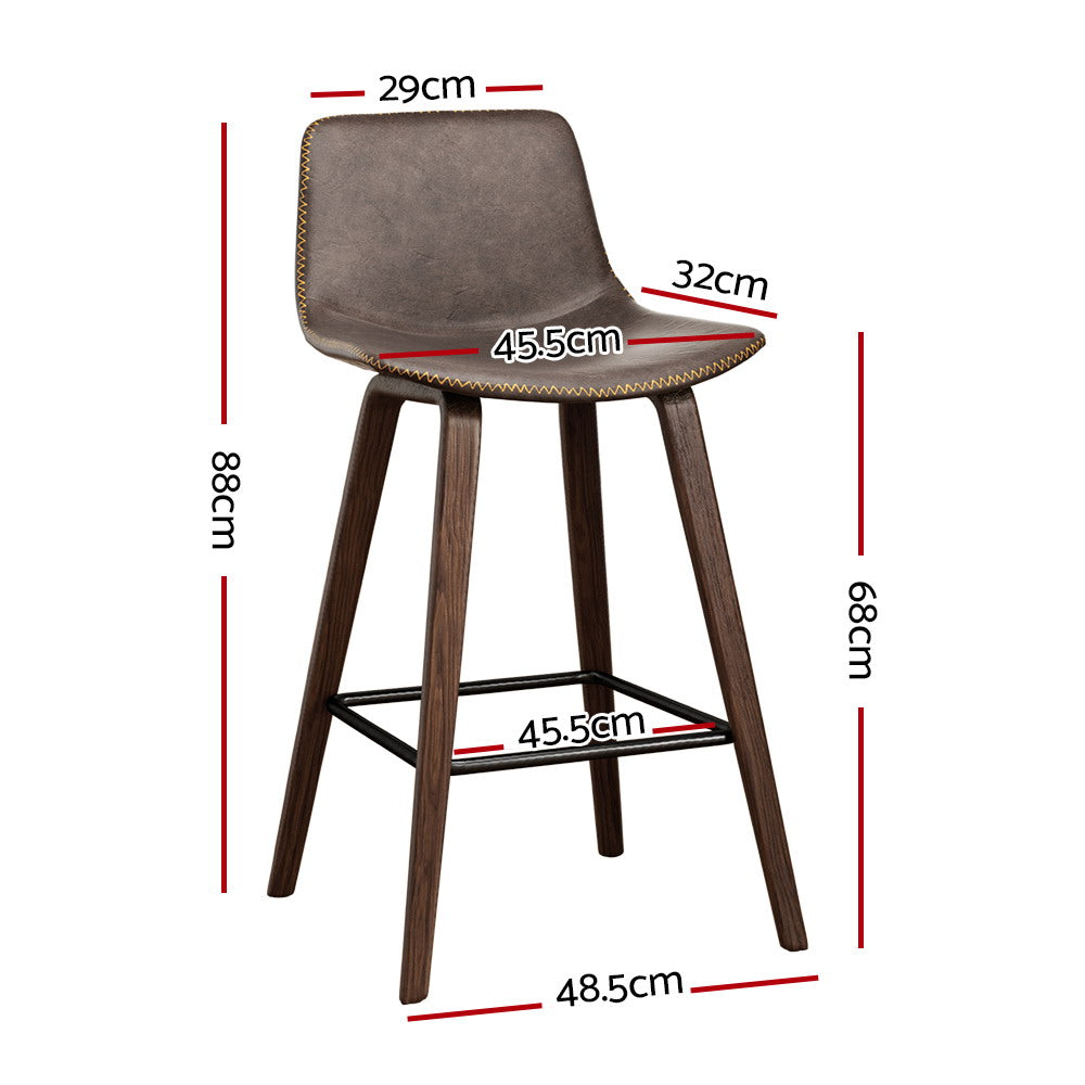 Artiss Bar Stools Kitchen Counter Barstools Leather Wooden Chairs x2 Chez Guru