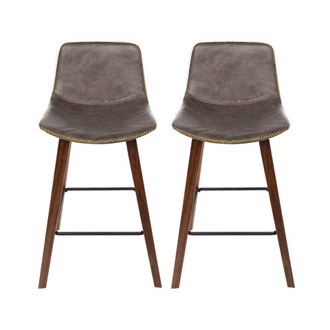 Artiss Bar Stools Kitchen Counter Barstools Leather Wooden Chairs x2 Chez Guru