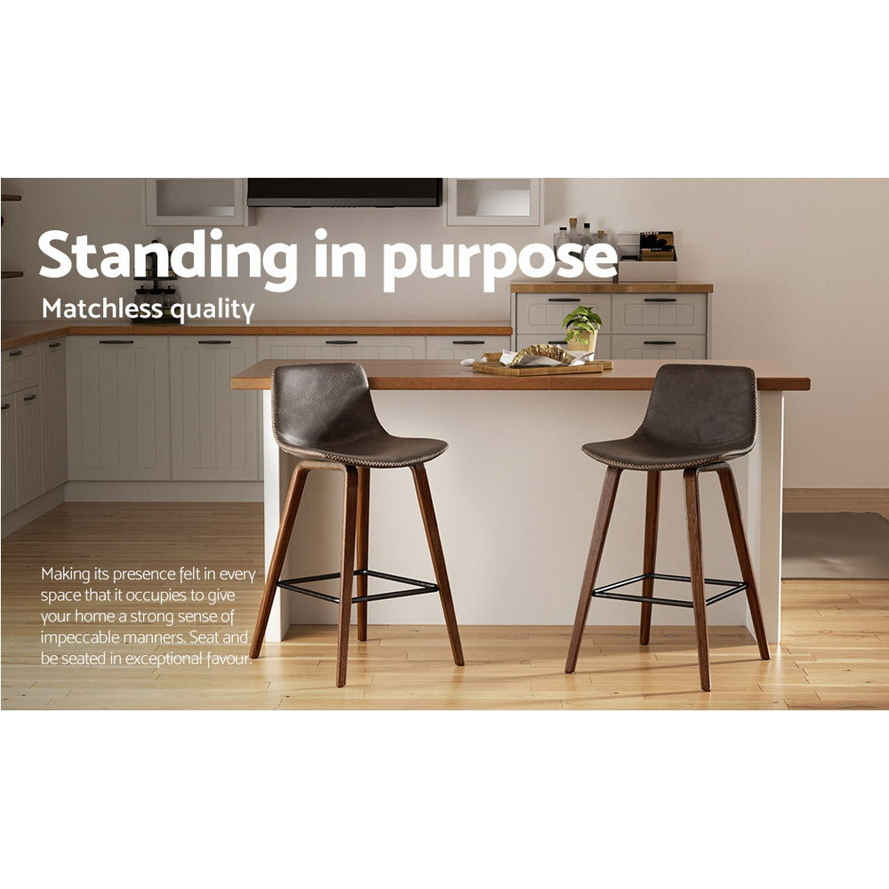 Artiss Bar Stools Kitchen Counter Barstools Leather Wooden Chairs x2 Chez Guru