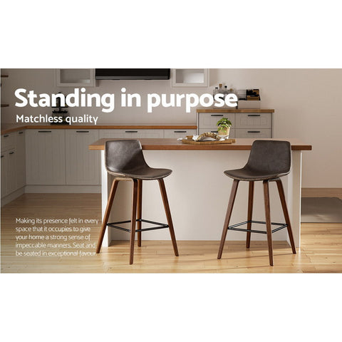 Artiss Bar Stools Kitchen Counter Barstools Leather Wooden Chairs x2 Chez Guru