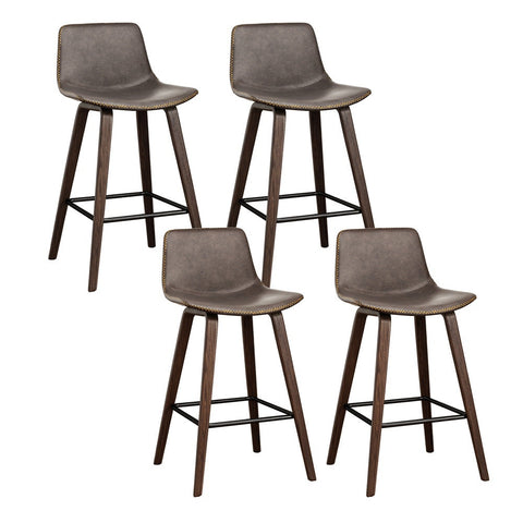 Artiss 4x Bar Stools Vintage Leather Wooden Chez Guru
