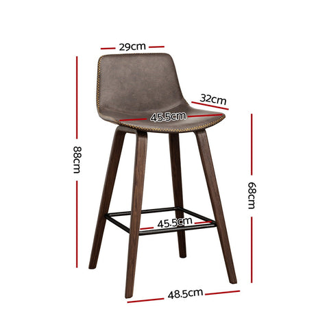 Artiss 4x Bar Stools Vintage Leather Wooden Chez Guru
