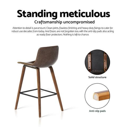 Artiss 4x Bar Stools Vintage Leather Wooden Chez Guru