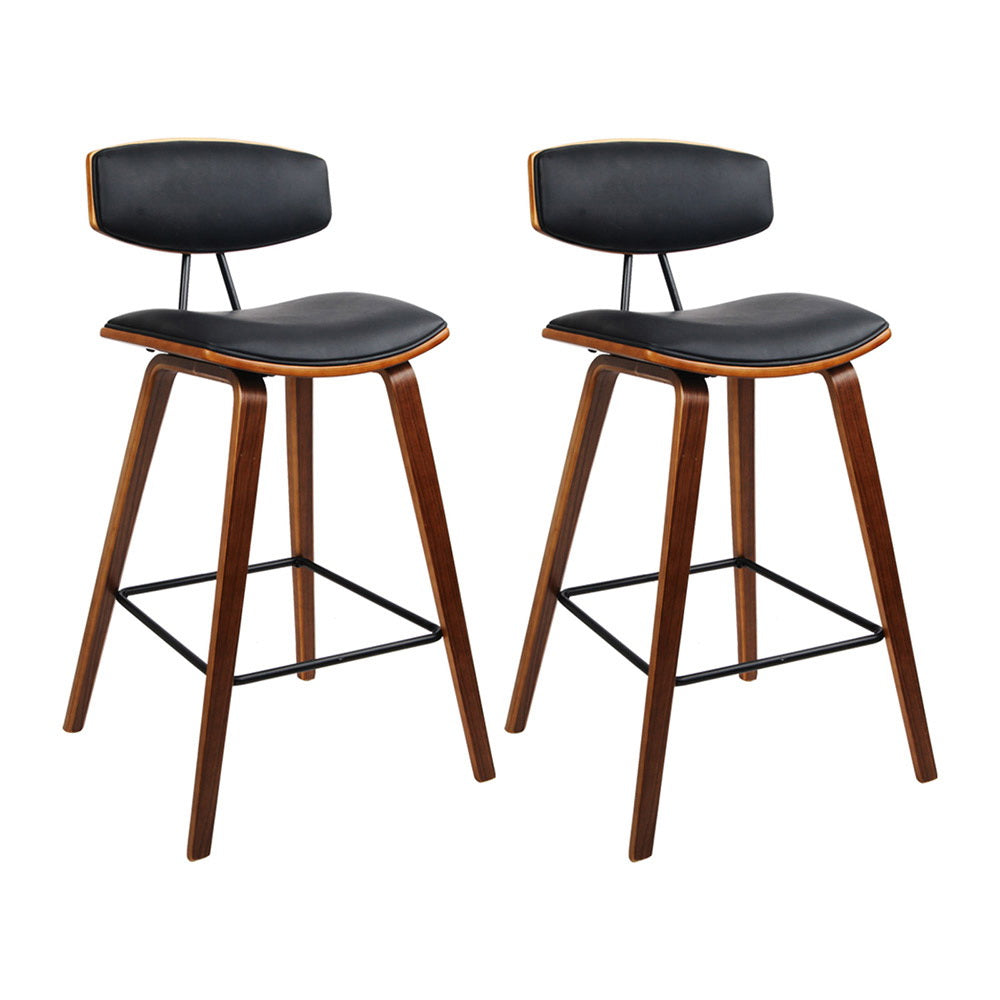 Artiss 2x Bar Stools Leather Padded w/Backrest Chez Guru