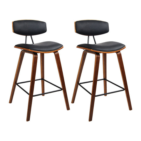 Artiss 2x Bar Stools Leather Padded w/Backrest Chez Guru