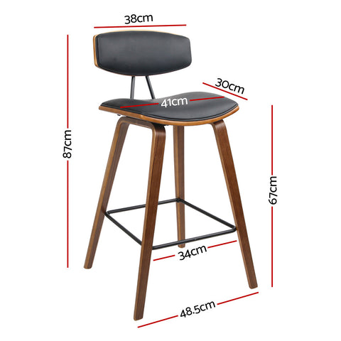 Artiss 2x Bar Stools Leather Padded w/Backrest Chez Guru