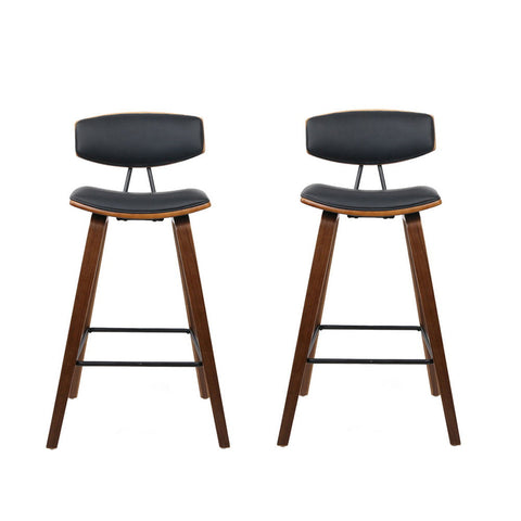 Artiss 2x Bar Stools Leather Padded w/Backrest Chez Guru