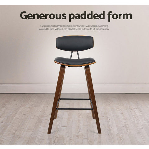 Artiss 2x Bar Stools Leather Padded w/Backrest Chez Guru