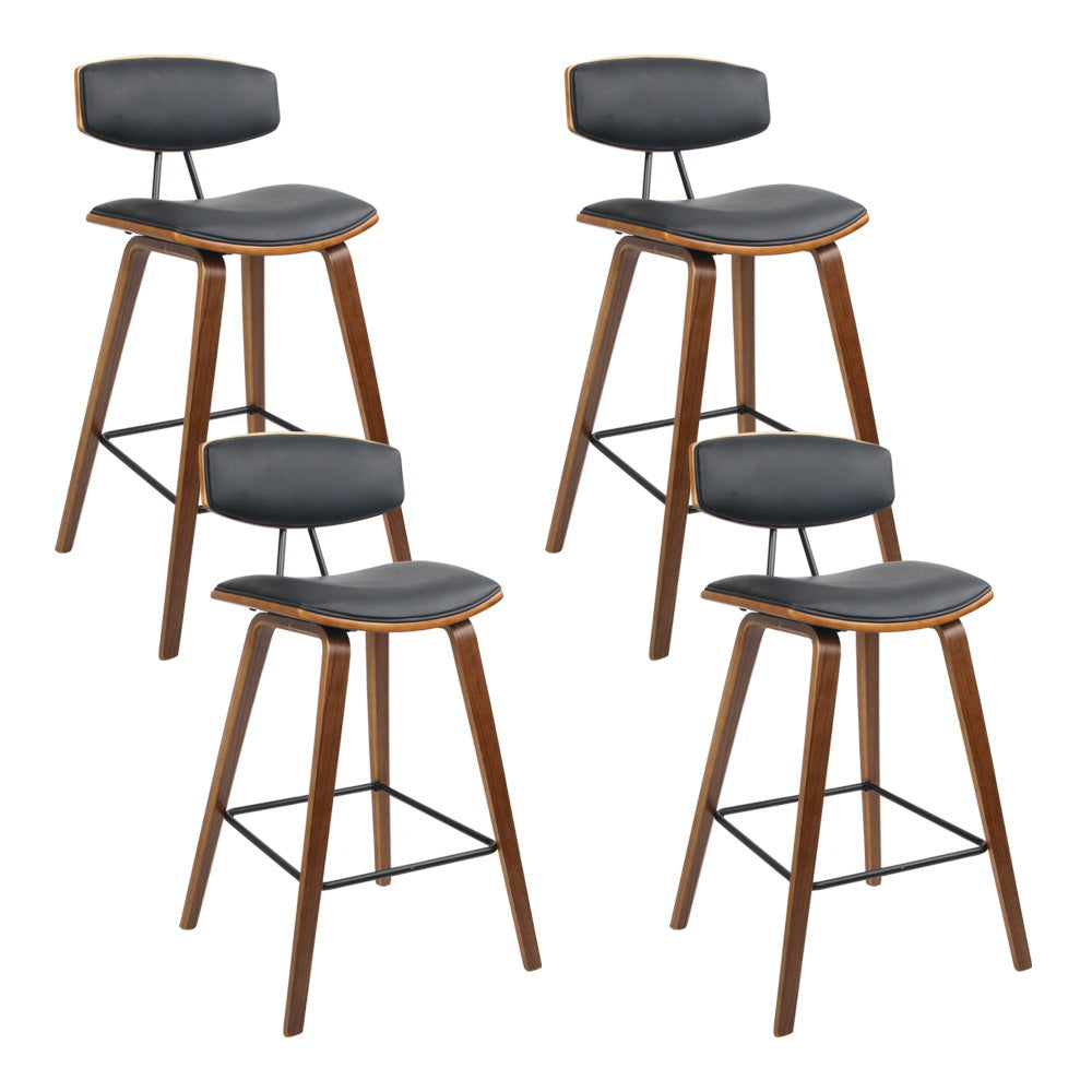Artiss 4x Bar Stools Leather Padded w/Backrest Chez Guru