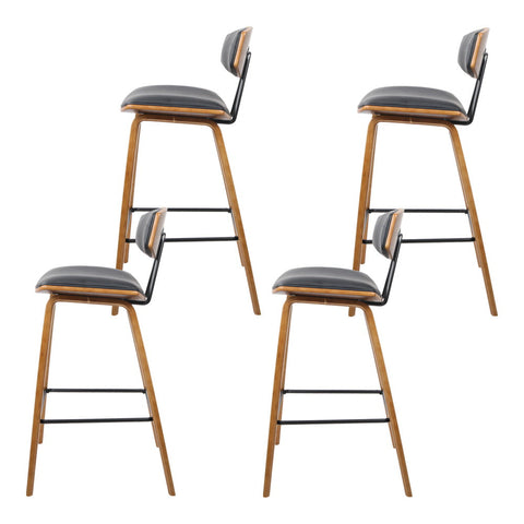 Artiss 4x Bar Stools Leather Padded w/Backrest Chez Guru