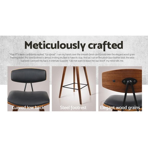 Artiss 4x Bar Stools Leather Padded w/Backrest Chez Guru