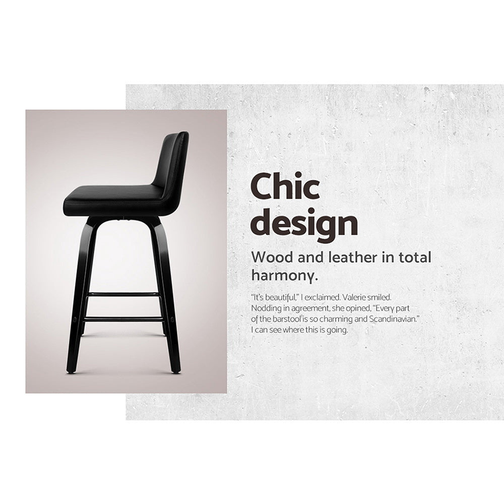 Artiss Bar Stools Kitchen Leather Barstools Swivel Wooden Chairs X2 Chez Guru