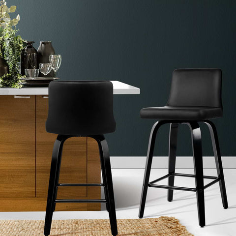 Artiss Bar Stools Kitchen Leather Barstools Swivel Wooden Chairs X2 Chez Guru