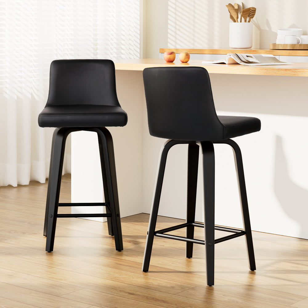 Artiss Bar Stools Kitchen Leather Barstools Swivel Wooden Chairs X2 Chez Guru