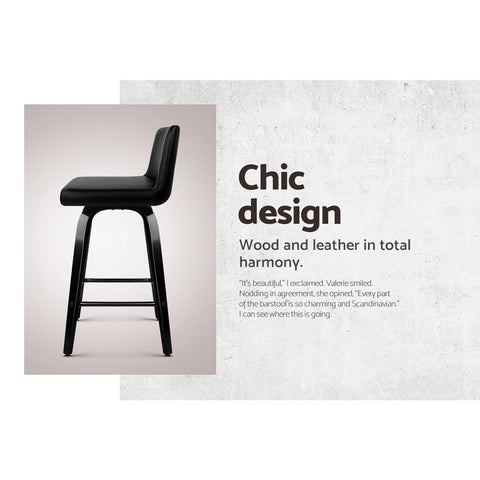 Artiss Bar Stools Kitchen Leather Barstools Swivel Wooden Chairs X4 Chez Guru