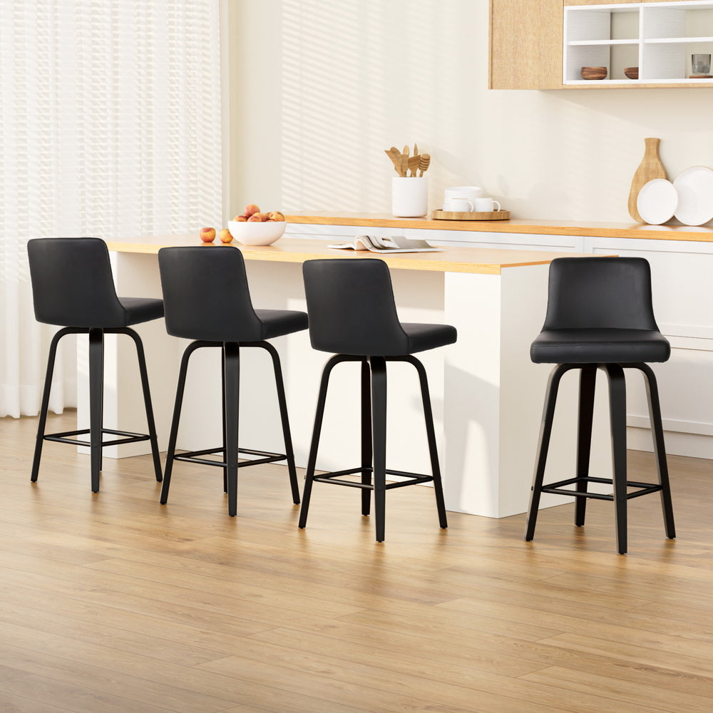 Artiss Bar Stools Kitchen Leather Barstools Swivel Wooden Chairs X4 Chez Guru