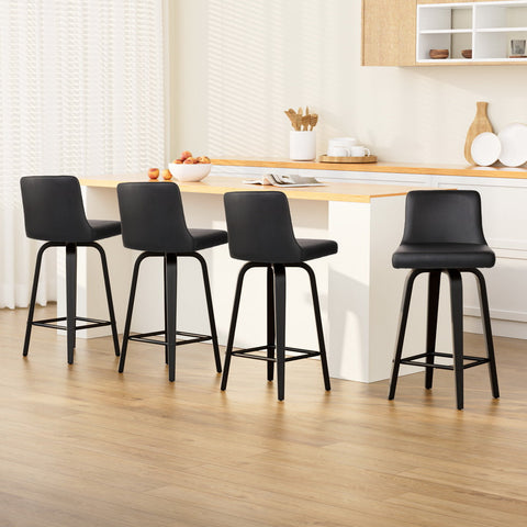 Artiss Bar Stools Kitchen Leather Barstools Swivel Wooden Chairs X4 Chez Guru