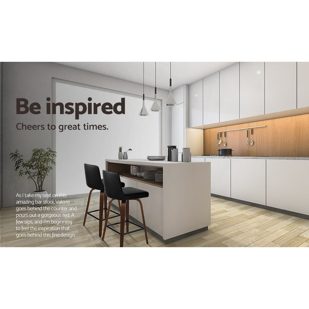 Artiss 2x Bar Stools Swivel Leather Padded Wooden Chez Guru