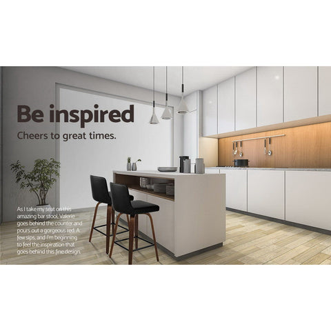 Artiss 2x Bar Stools Swivel Leather Padded Wooden Chez Guru