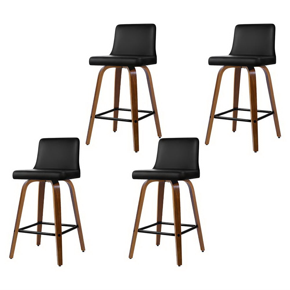 Artiss 4x Bar Stools Swivel Leather Padded Wooden Chez Guru