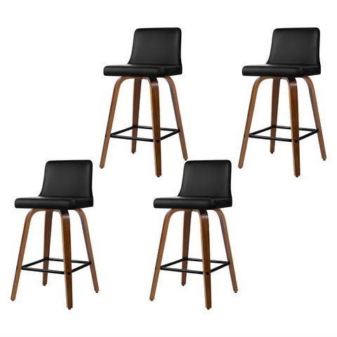 Artiss 4x Bar Stools Swivel Leather Padded Wooden Chez Guru