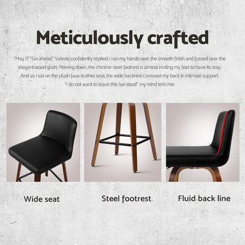 Artiss 4x Bar Stools Swivel Leather Padded Wooden Chez Guru