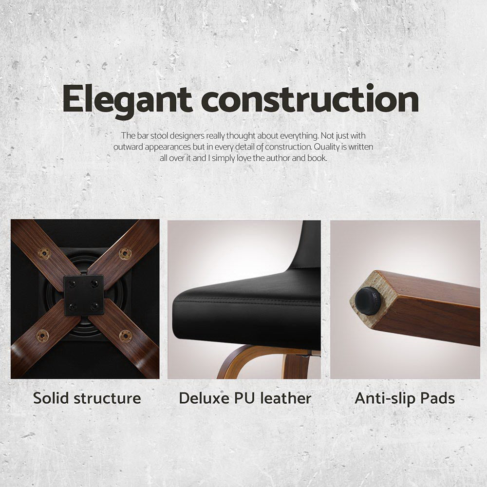Artiss 4x Bar Stools Swivel Leather Padded Wooden Chez Guru