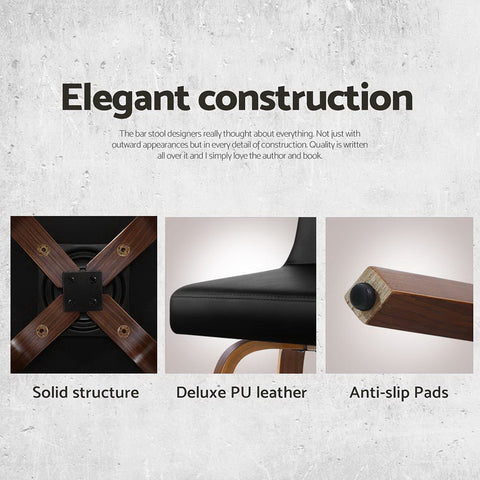 Artiss 4x Bar Stools Swivel Leather Padded Wooden Chez Guru