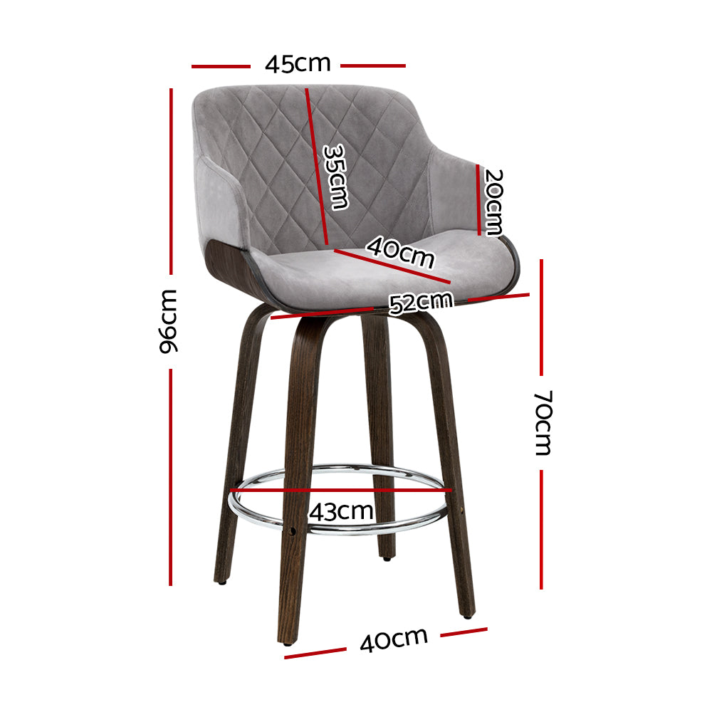 Artiss Bar Stools Swivel Velvet Padded Wooden Chez Guru