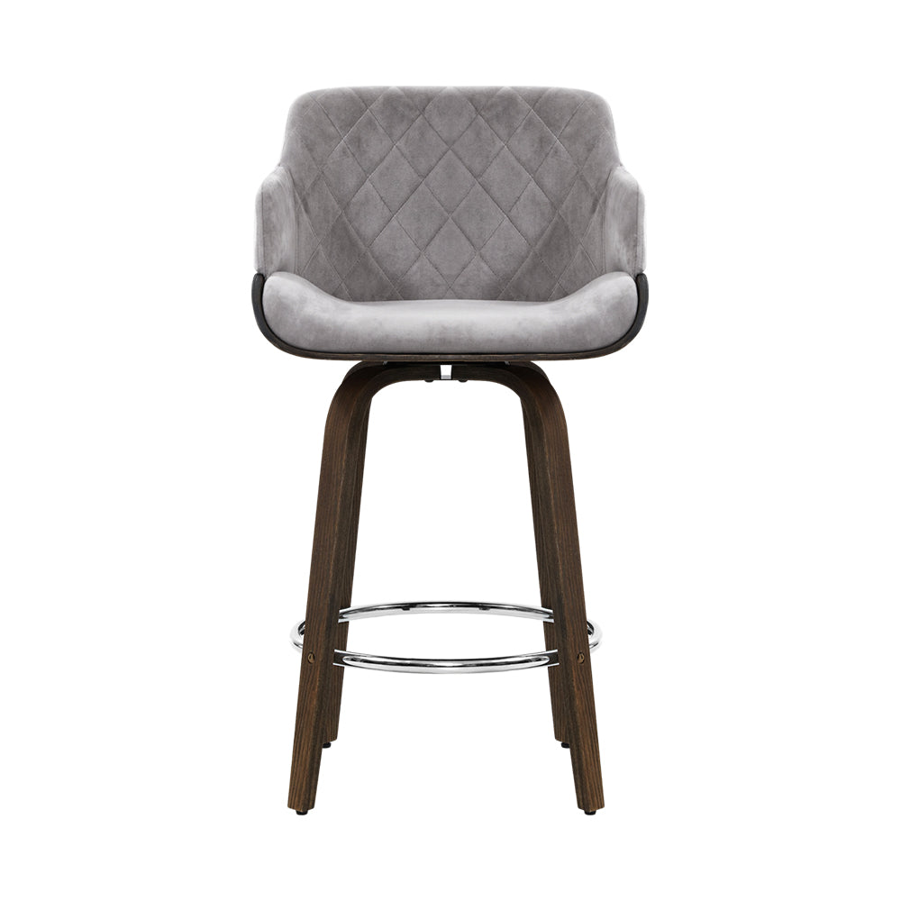 Artiss Bar Stools Swivel Velvet Padded Wooden Chez Guru