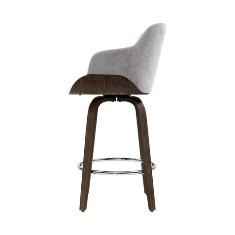 Artiss Bar Stools Swivel Velvet Padded Wooden Chez Guru
