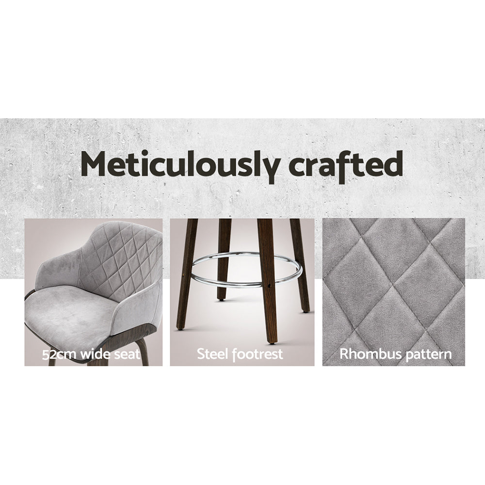 Artiss Bar Stools Swivel Velvet Padded Wooden Chez Guru
