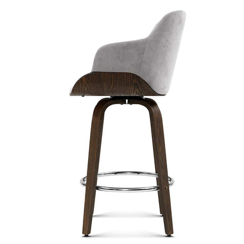 Artiss 2x Bar Stools Swivel Velvet Padded Wooden Chez Guru