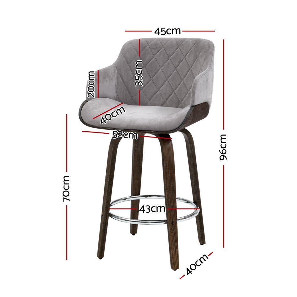 Artiss 4x Bar Stools Swivel Velvet Padded Wooden Chez Guru