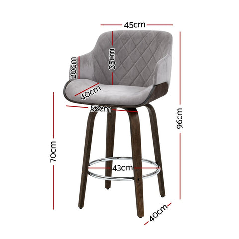 Artiss 4x Bar Stools Swivel Velvet Padded Wooden Chez Guru